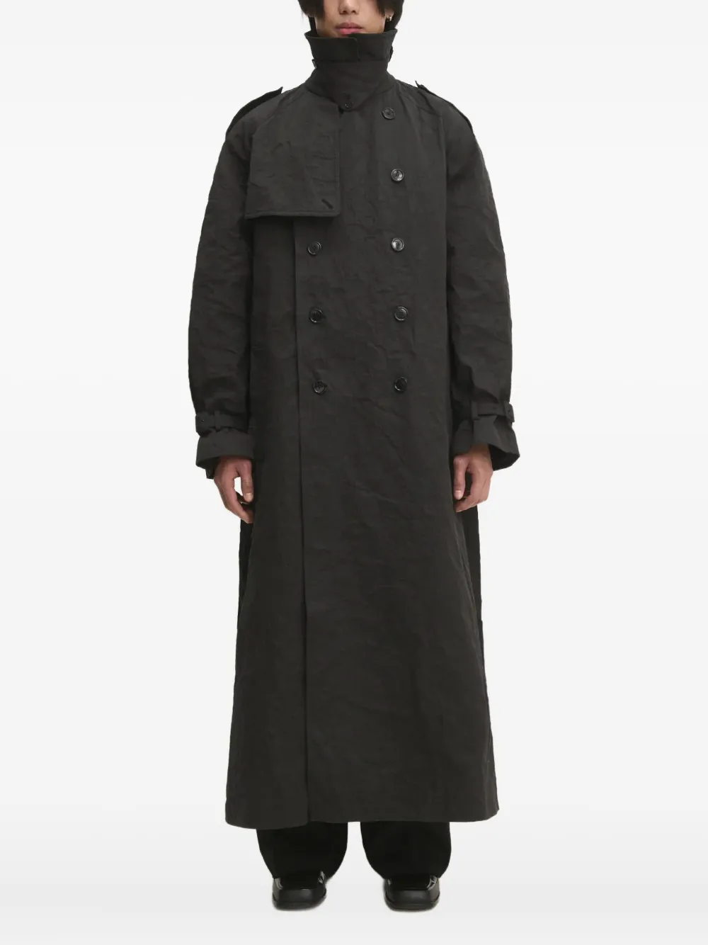 VETEMENTS double-breasted belted trench coat Zwart
