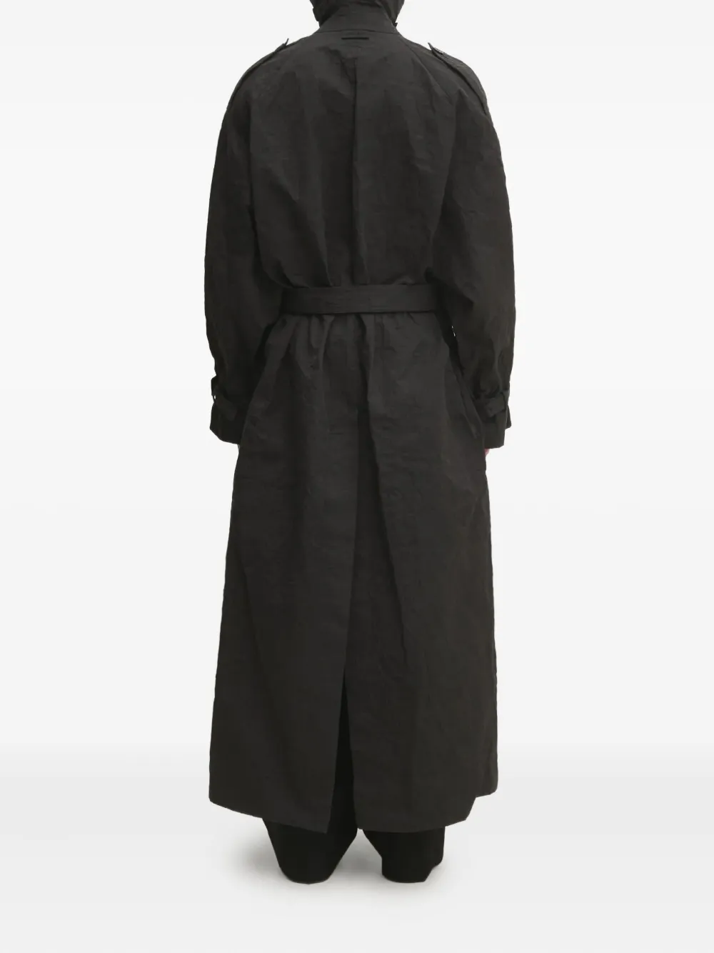 VETEMENTS double-breasted belted trench coat Zwart