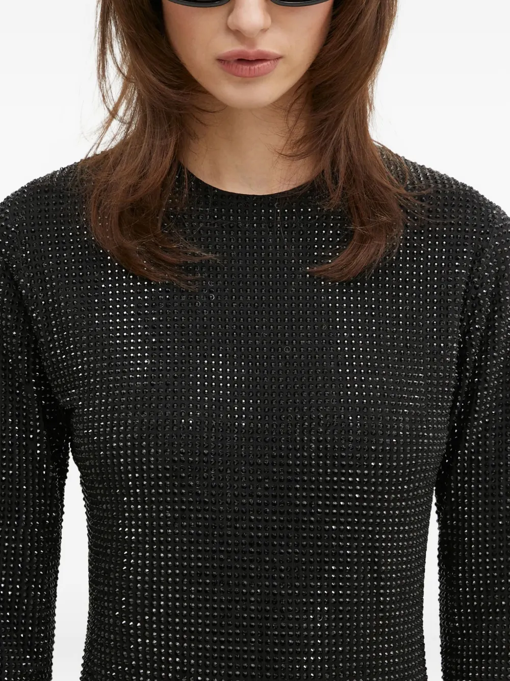 VETEMENTS rhinestone-embellished mini dress Zwart