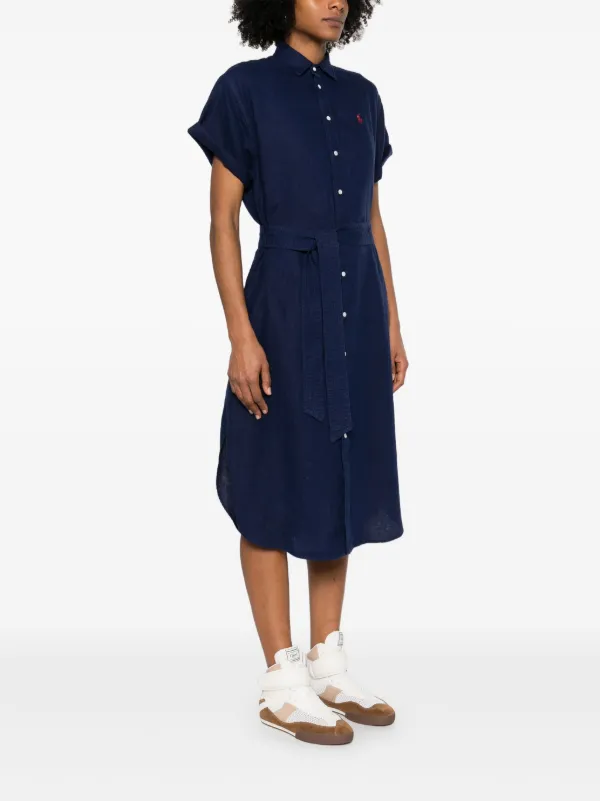 Polo Ralph Lauren Oxford Belted Midi Dress | Blue | FARFETCH