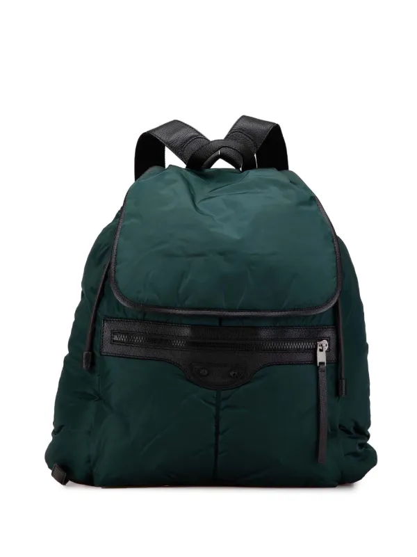 balenciaga classic traveler backpack Balenciaga Pre-Owned 2010-2024 Nylon Motocross Classic Traveler Backpack |  Green