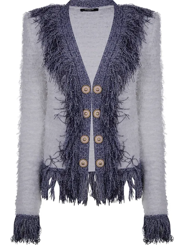 Balmain Fringed Jacket in White