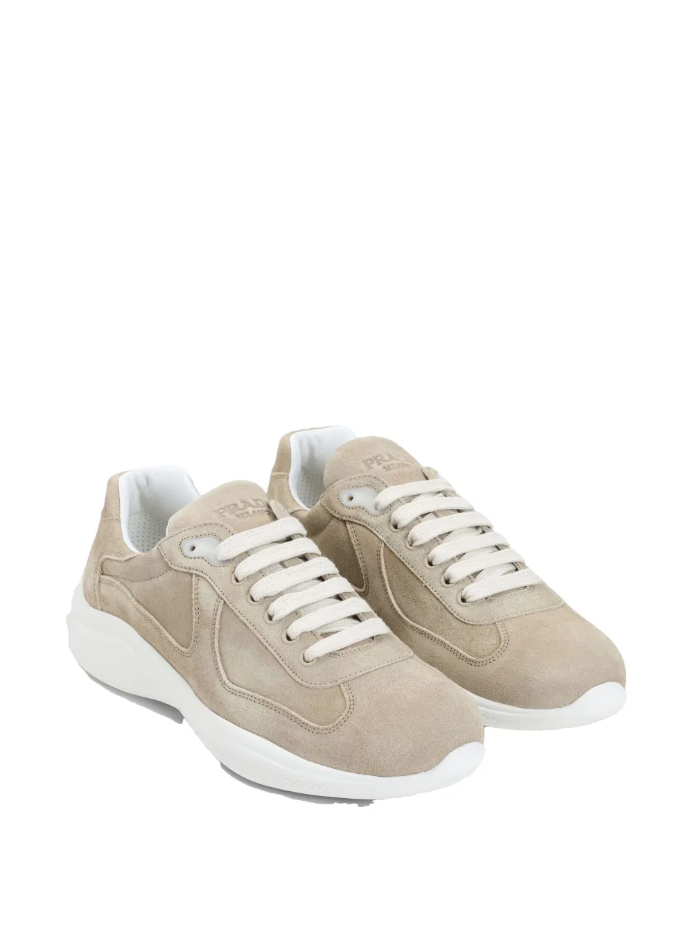 Prada panelled suede sneakers - Beige