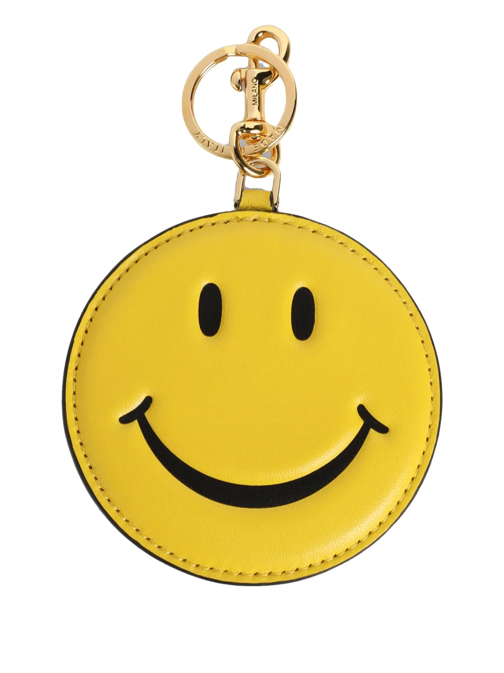 Moschino smiley-face leather keychain Geel