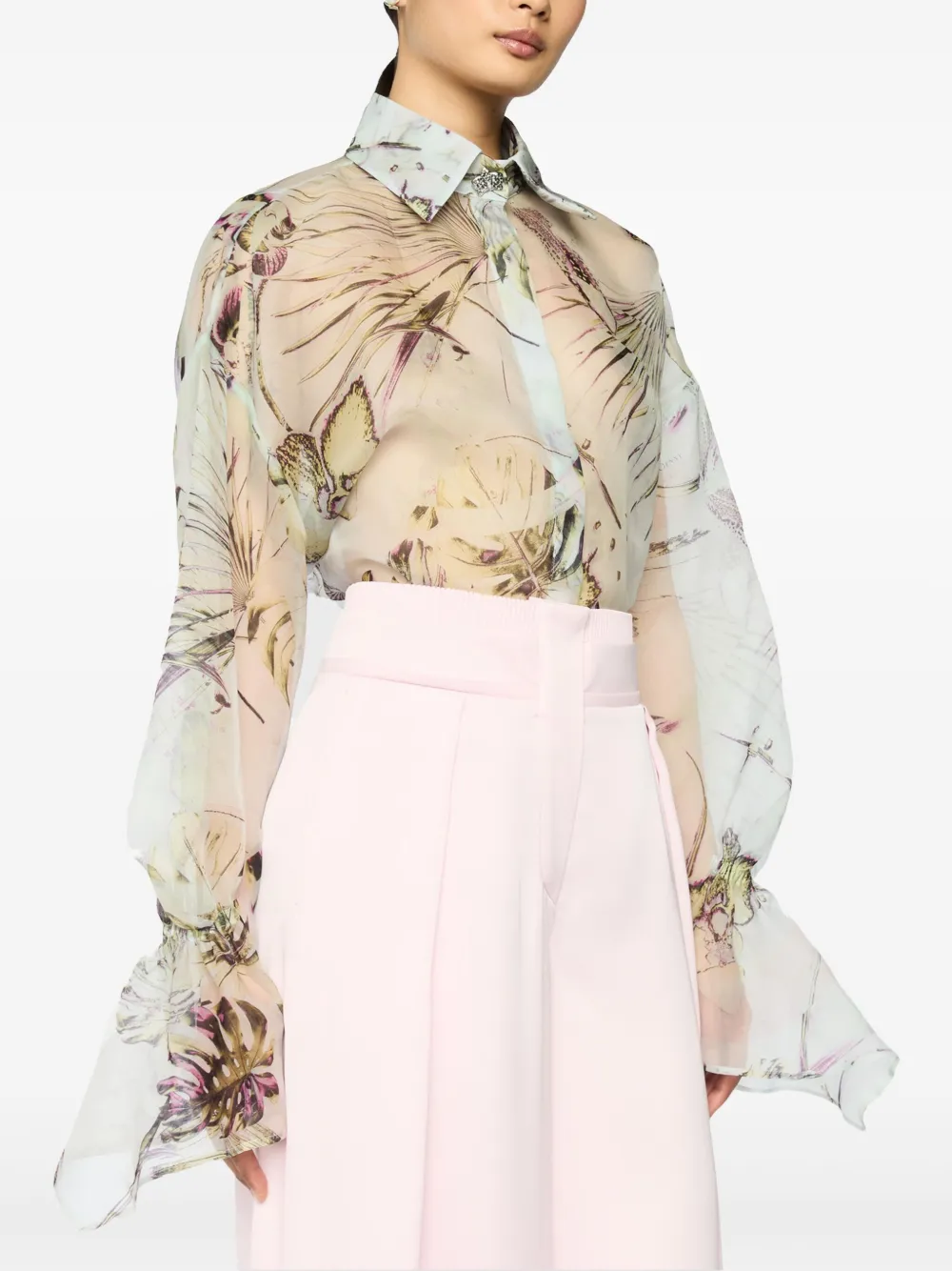Shop Genny Jungle Flower-print Shirt In Blue