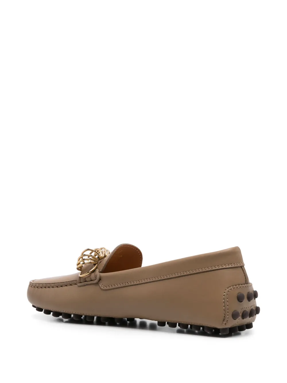 Tod's Leren loafers met ringdetail Bruin