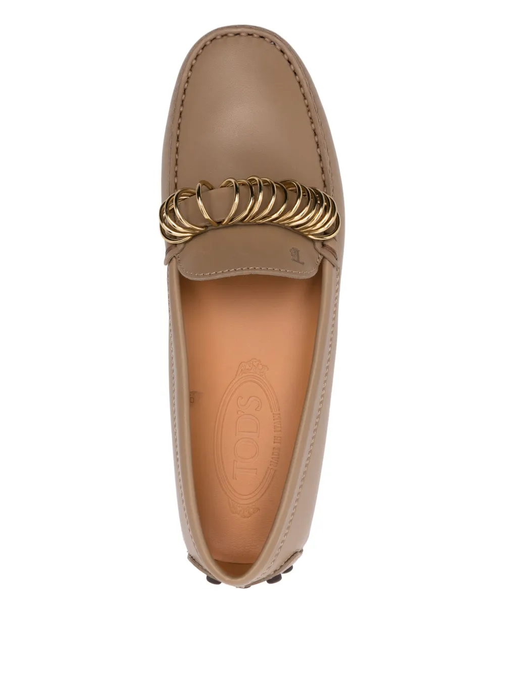 Tod's Leren loafers met ringdetail Bruin