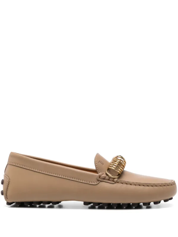 Tod's Ring-hardware Leather Loafers in Brown