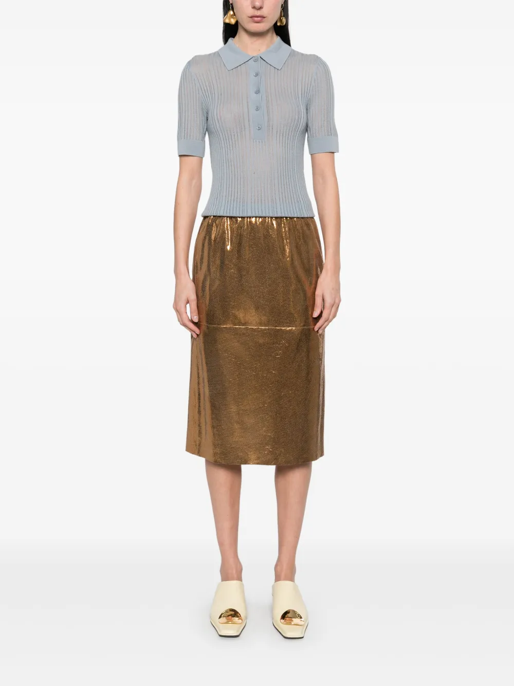 forteforte Forte Forte Midi-rok met honingraatpatroon - Goud