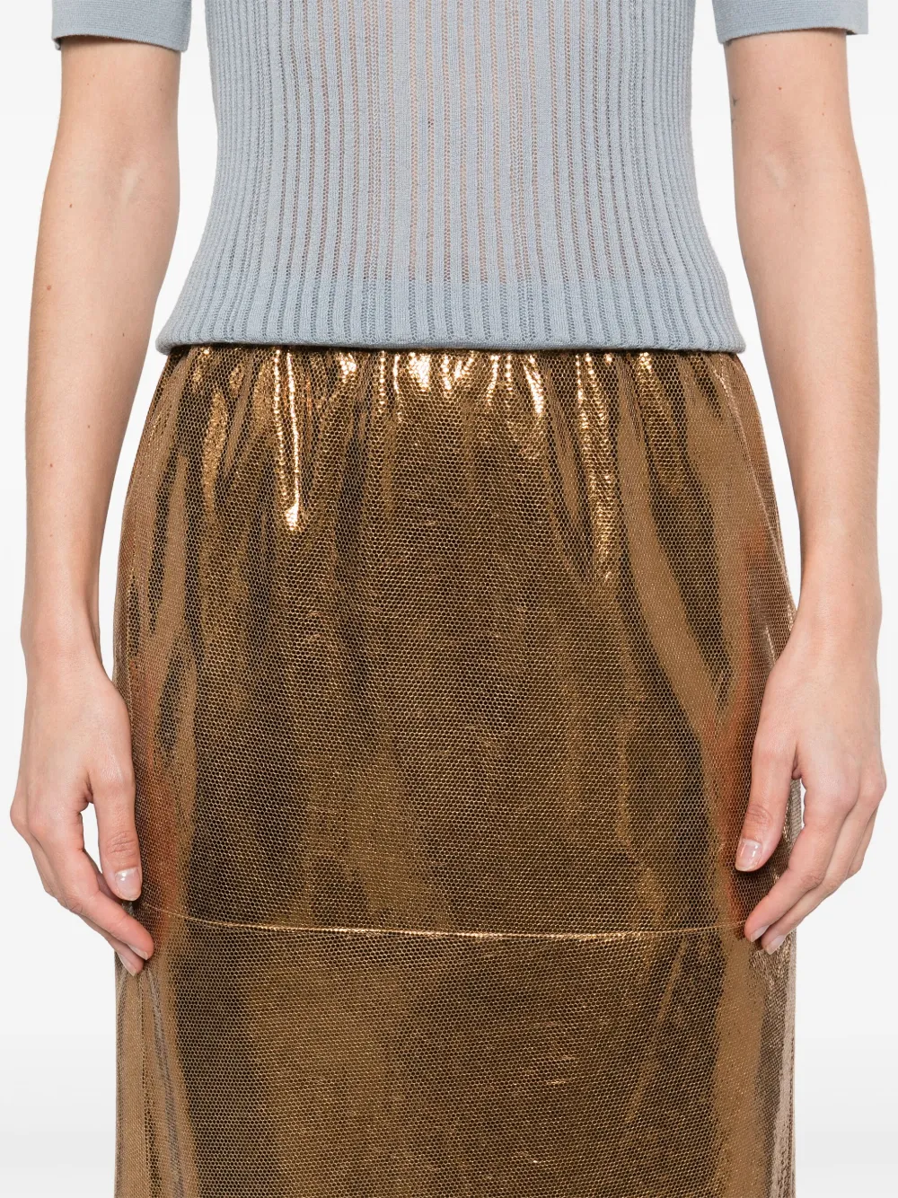 FORTE FORTE HONEYCOMB-PATTERN MIDI SKIRT