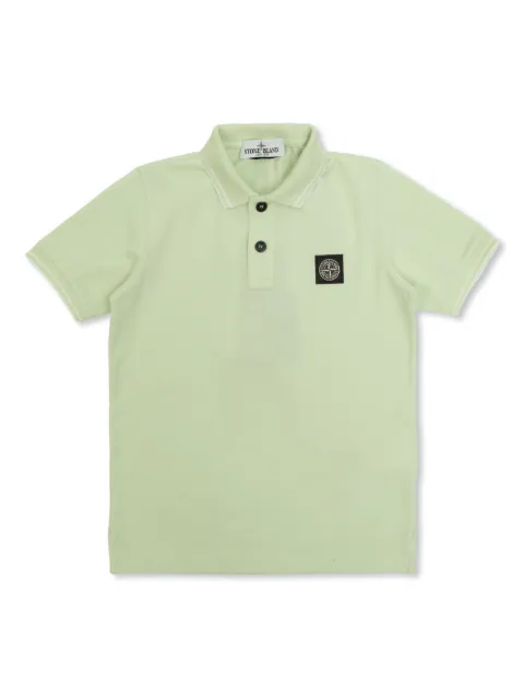 Stone Island Junior Camisa polo de algodão com patch de bússola