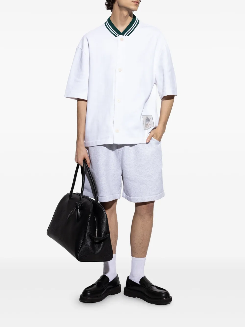 Jacquemus logo-patch cotton shorts - Grijs