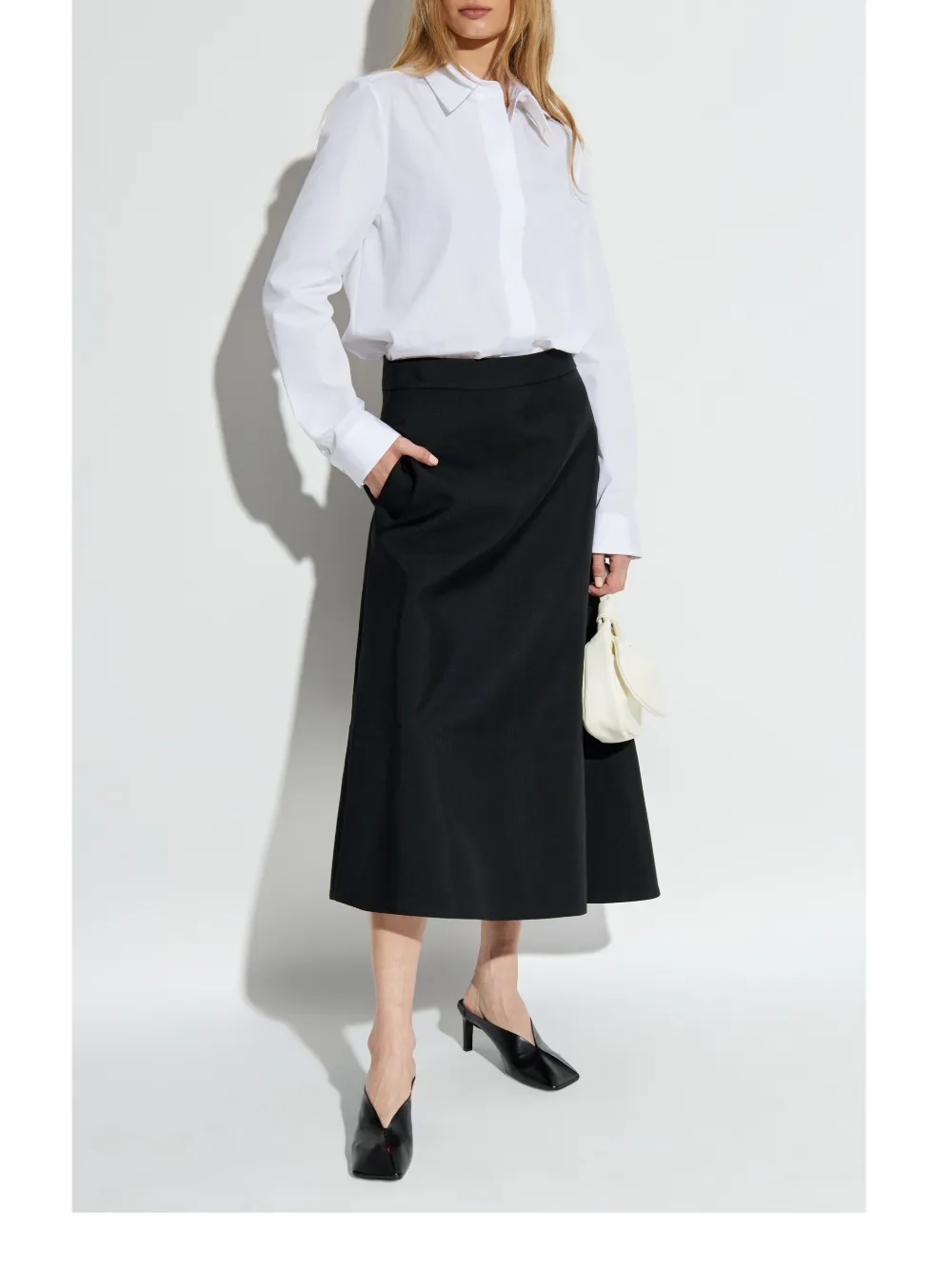 Jil Sander asymmetric midi skirt - Zwart