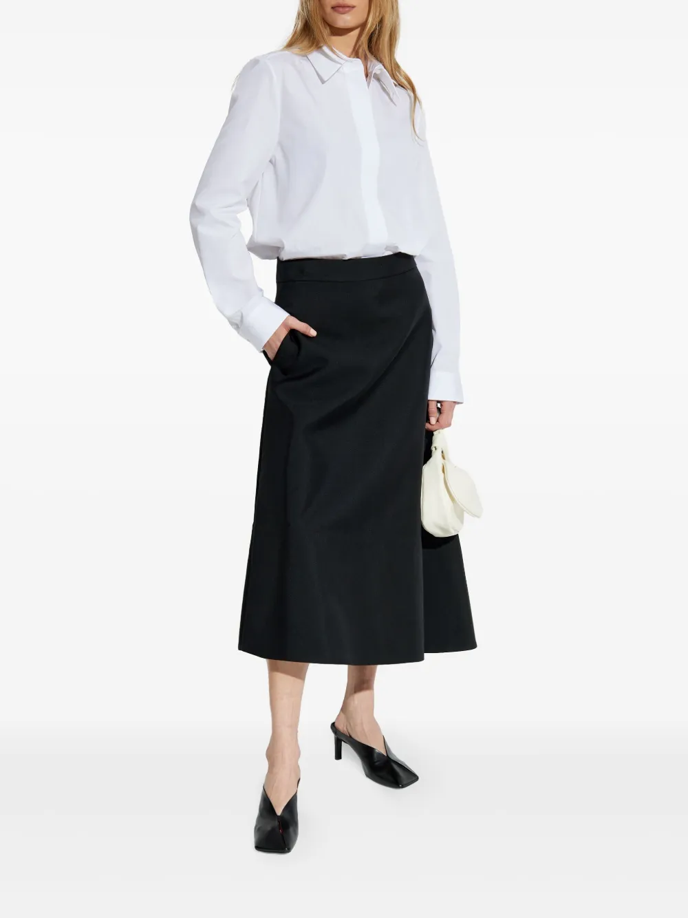 jilsander Jil Sander Asymmetrische midi-rok - Zwart