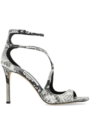 シューズ・サンダルその他 JIMMY CHOO Woman Heeled sandals Grey AZIA95PKB ROCCIA Azia 95 | Silver Liquid Metal Leather Sandals | JIMMY CHOO
