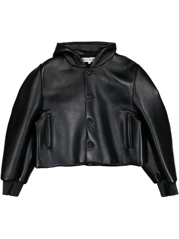 JWアンダーソン 本革ジャケット JW Anderson クロップド レザージャケット | ブラック | FARFETCH JP