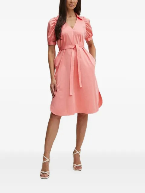 BOSS puff-sleeve belted midi dress
