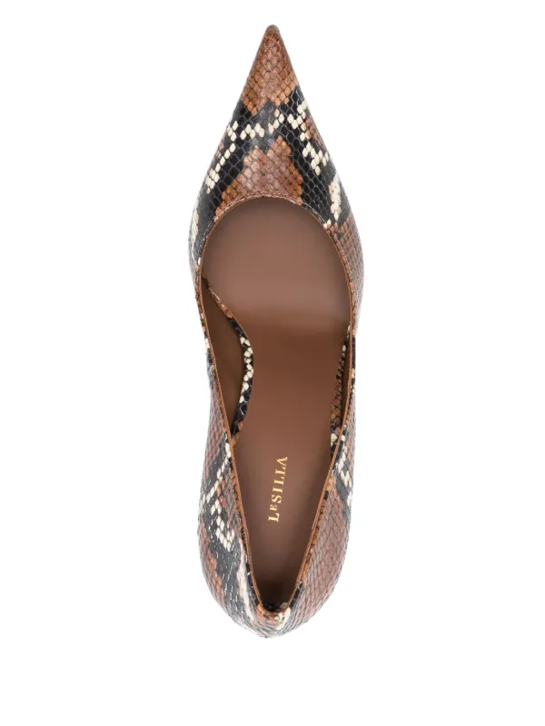 Le Silla Zapatillas Con Estampado De Piel De Serpiente Con Tacón