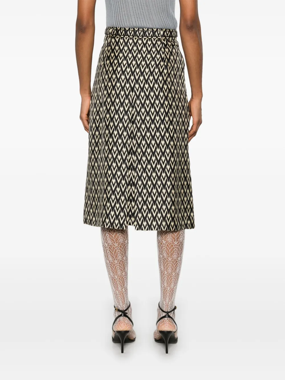 Valentino Garavani Midi-rok met logoprint Zwart