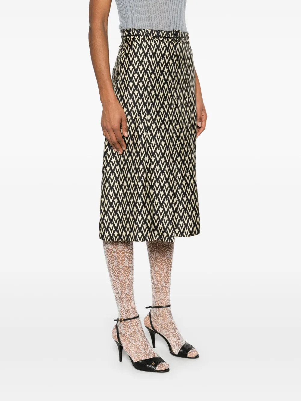 Valentino Garavani Midi-rok met logoprint Zwart