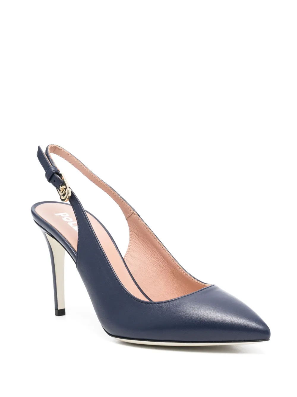 Pollini 85mm leren slingback pumps - Blauw