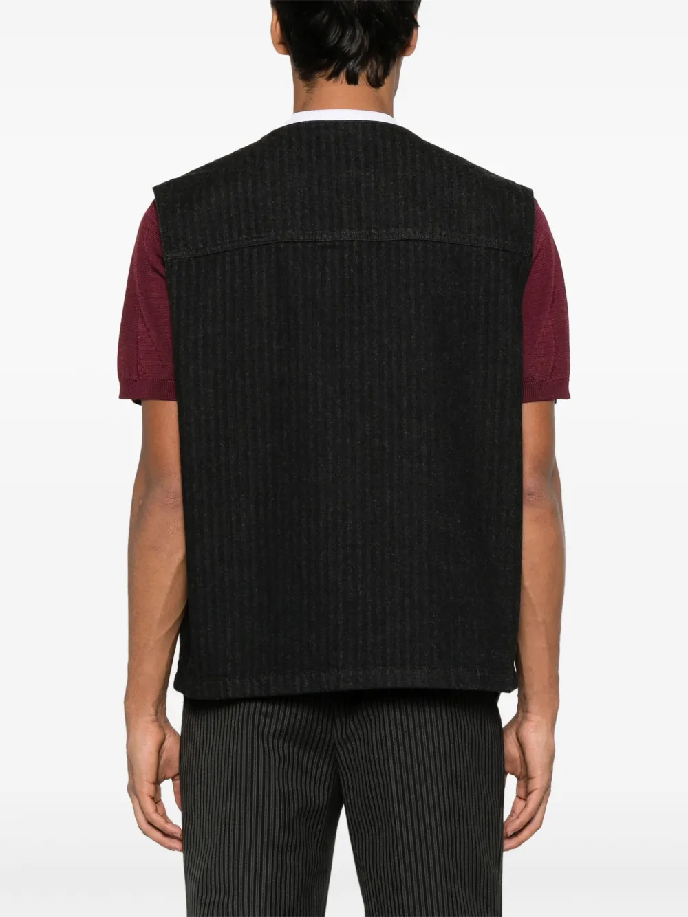 Prada Denim gilet met chevron streep Zwart