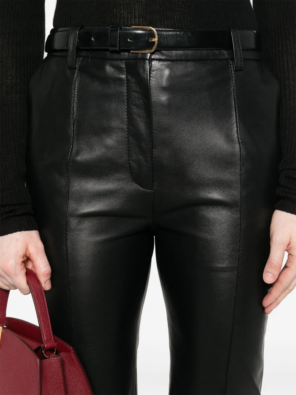 Shop Victoria Beckham Kick Trousers In Black