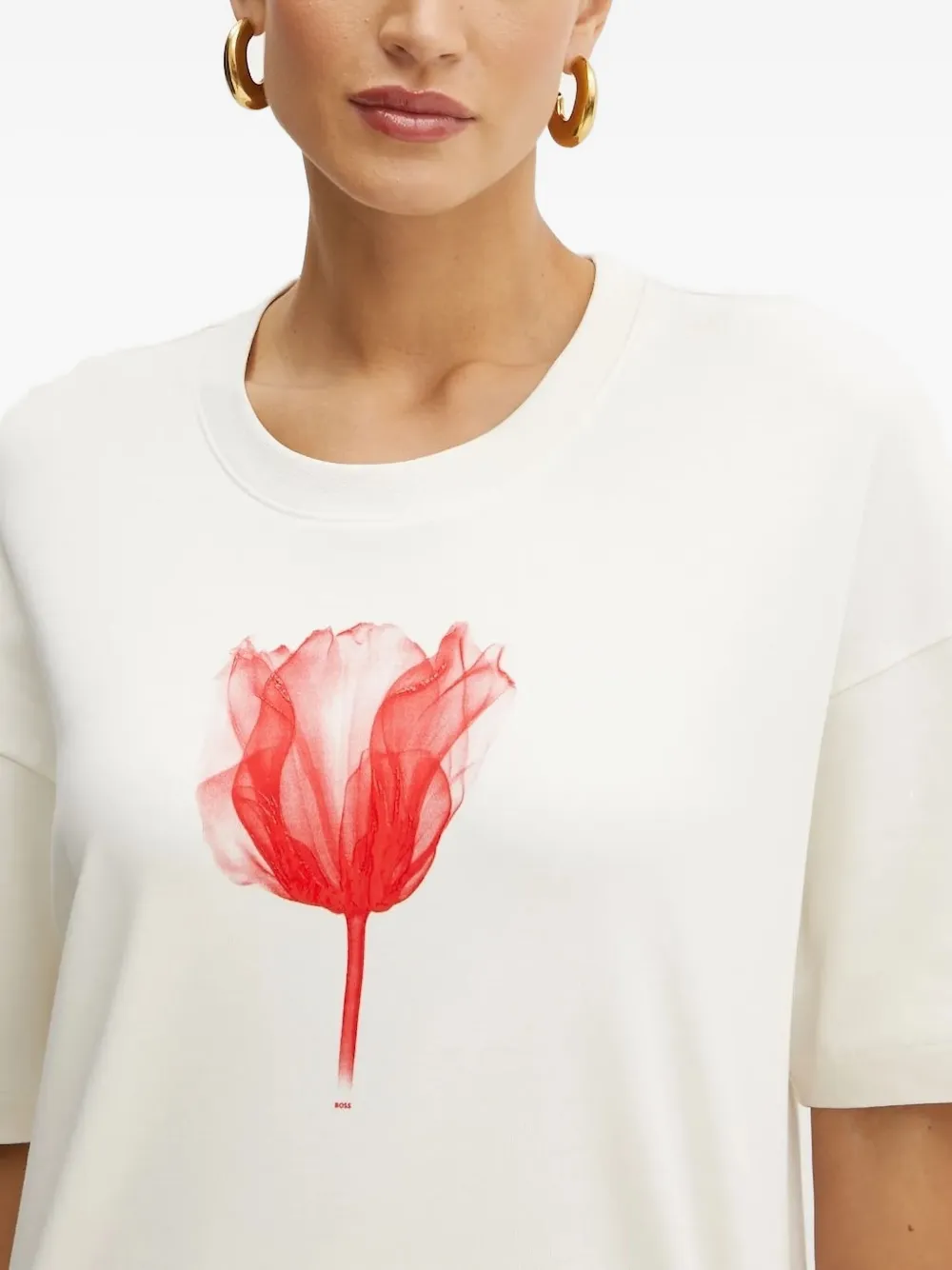 BOSS T-shirt met bloemenprint Wit