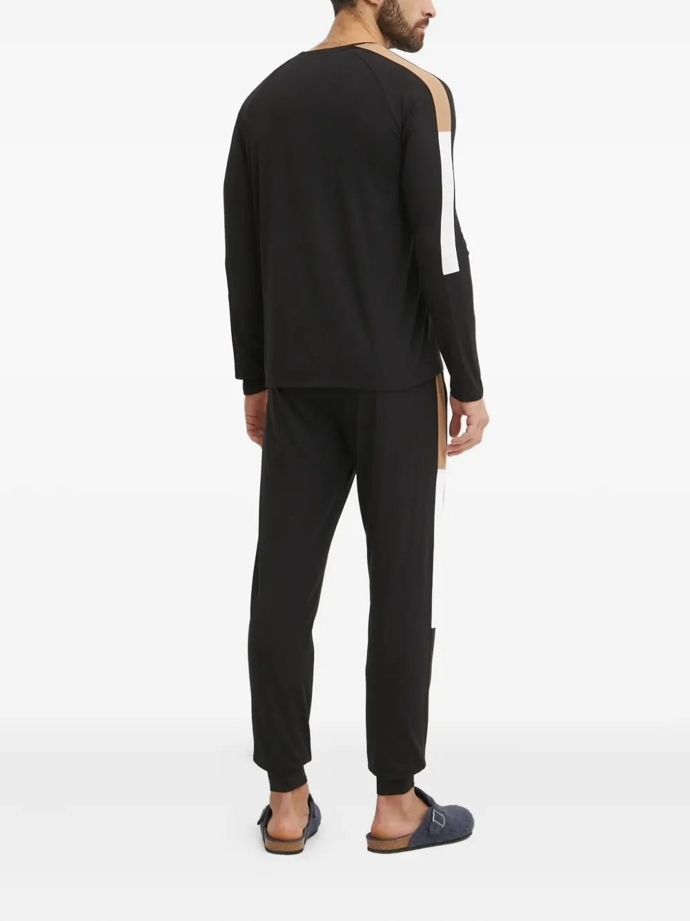 Hugo Boss Side-stripe Raglan-sleeve Sweatshirt In Black
