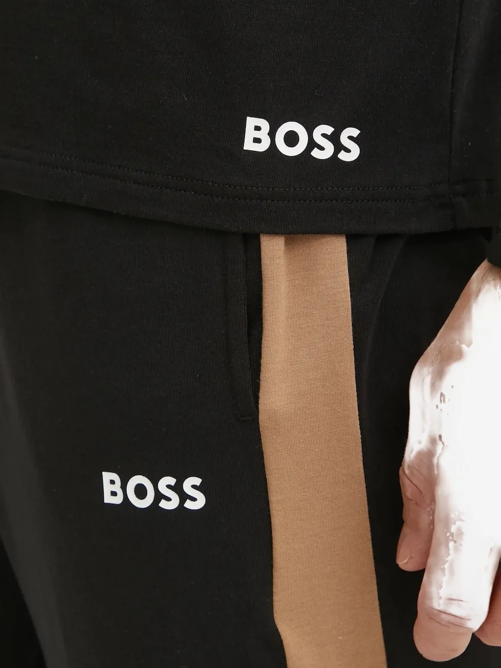 Hugo Boss Side-stripe Raglan-sleeve Sweatshirt In Black
