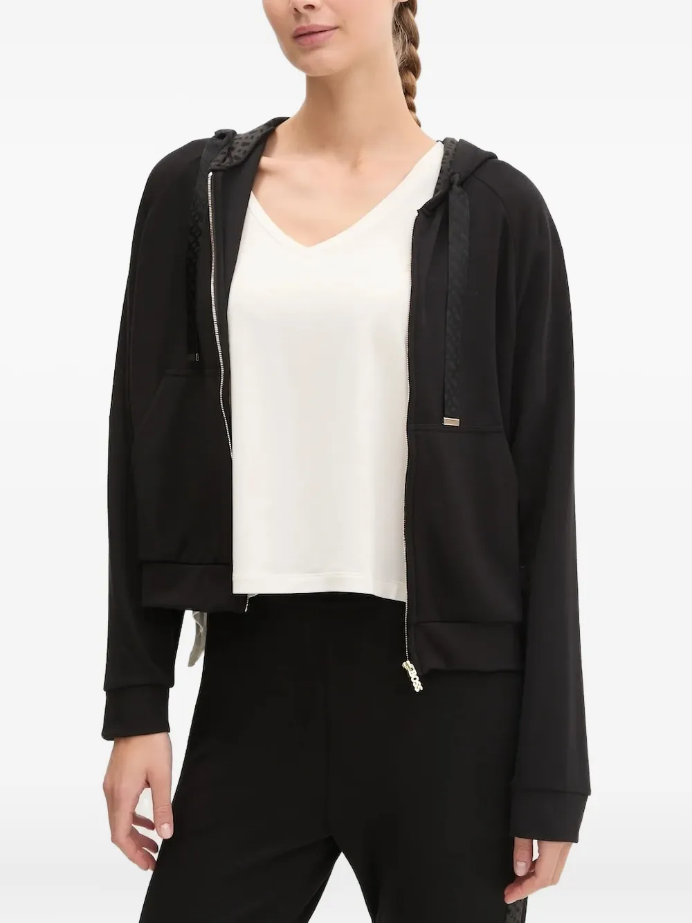 BOSS logo-detail zip-up hoodie - ブラック BOSS logo-detail zip-up hoodie - ブラック