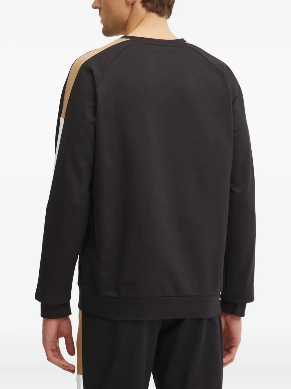 Hugo Boss Side-stripe Raglan-sleeve Sweatshirt In Black