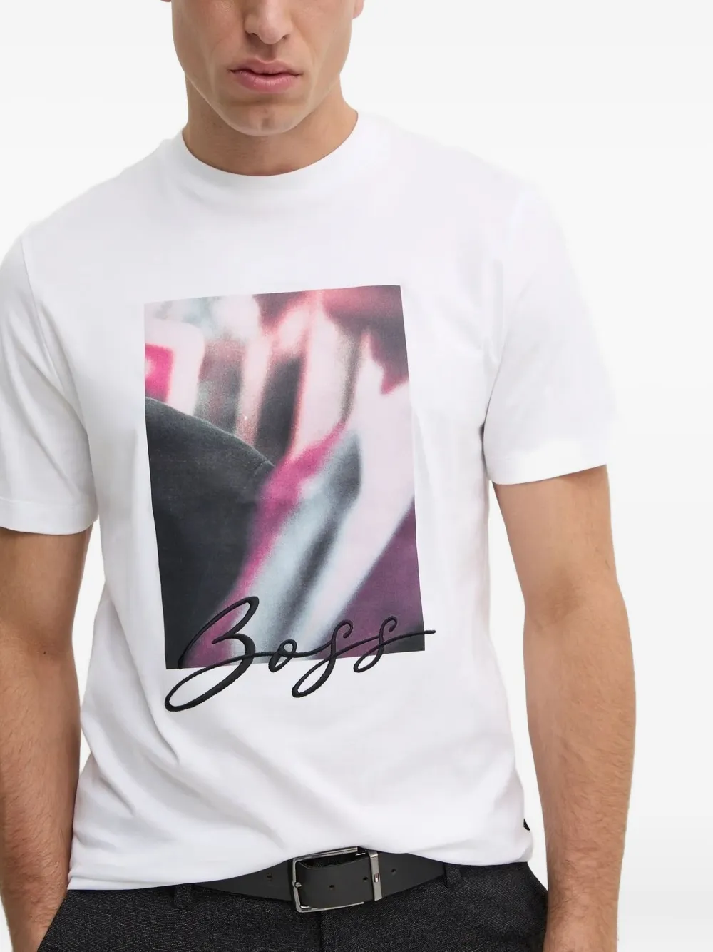BOSS T-shirt met abstracte print Wit