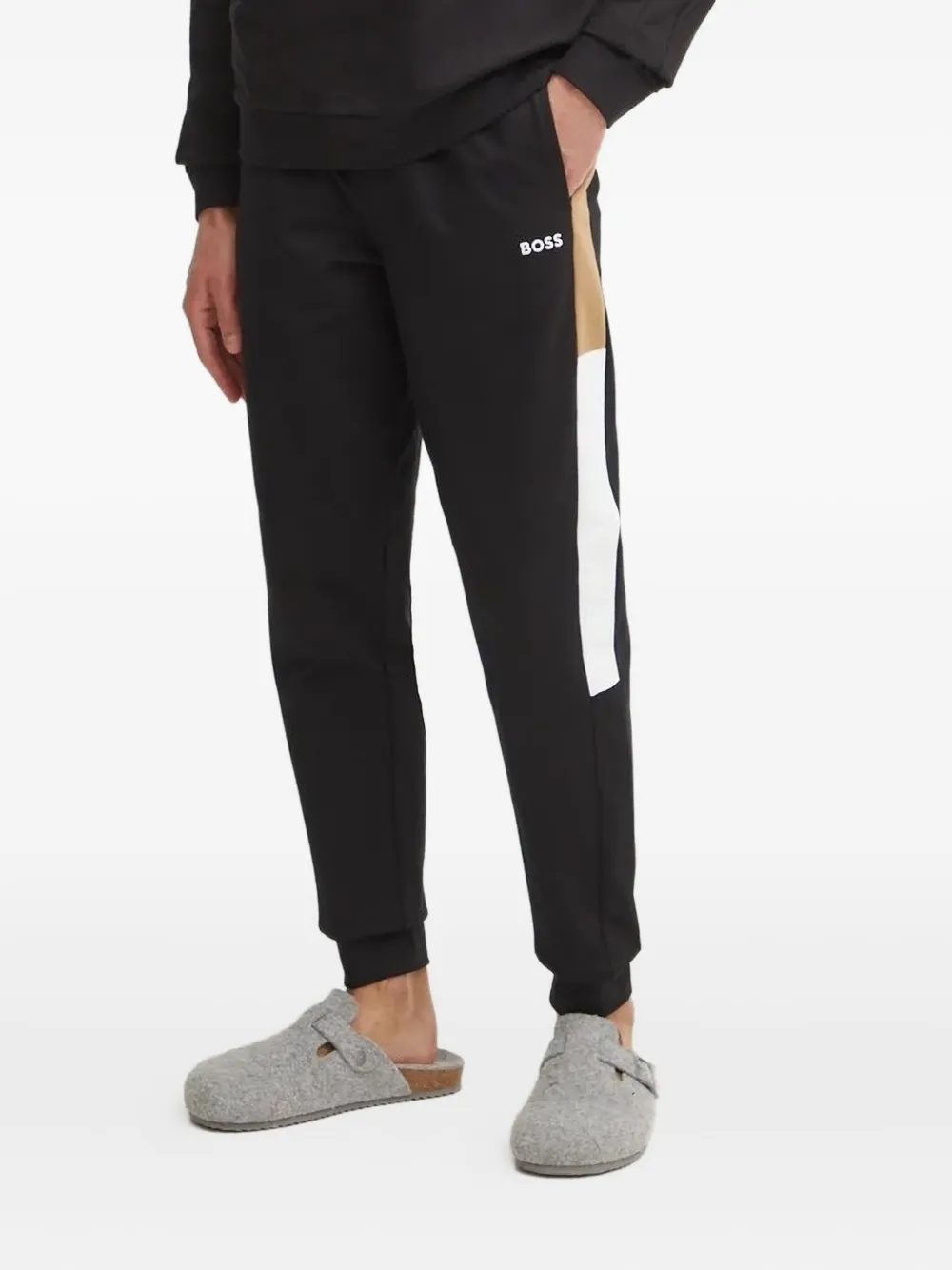 Hugo Boss Logo-embroidered Track Pants In Black