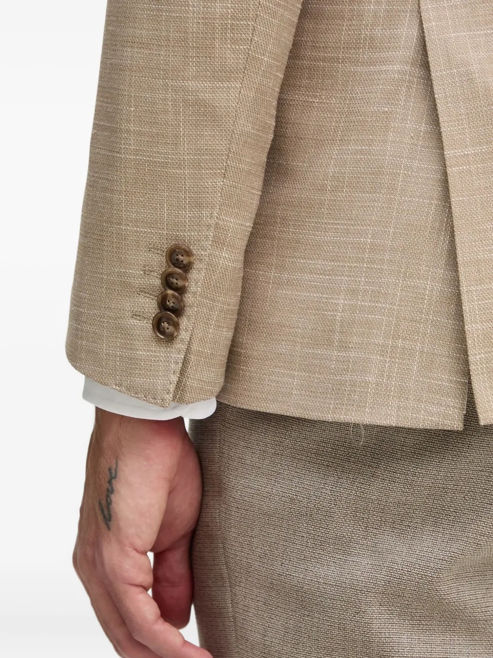 Hugo Boss Slub-textured Two-button Blazer In Neutral