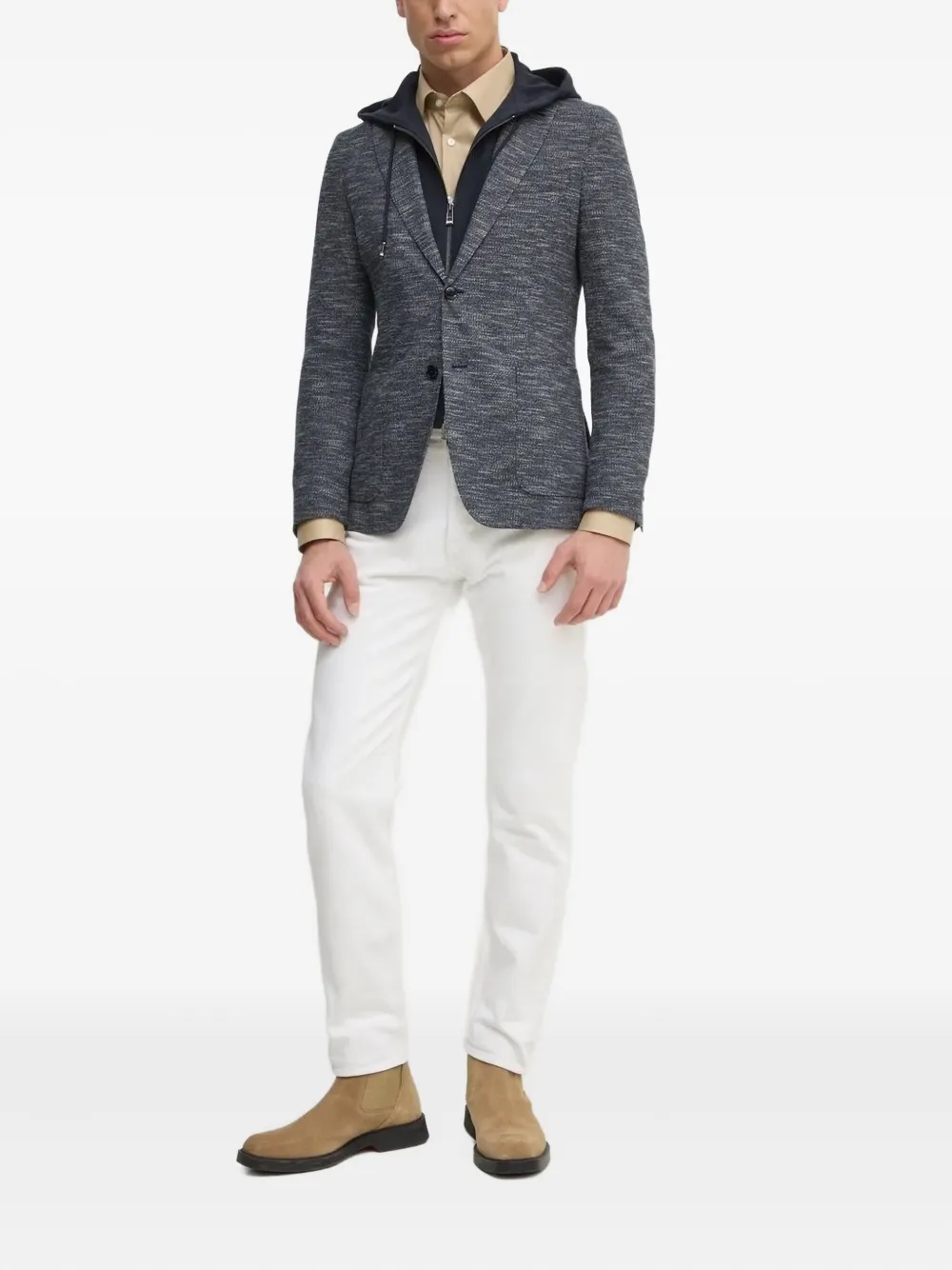 BOSS Blazer met afneembare capuchon Blauw