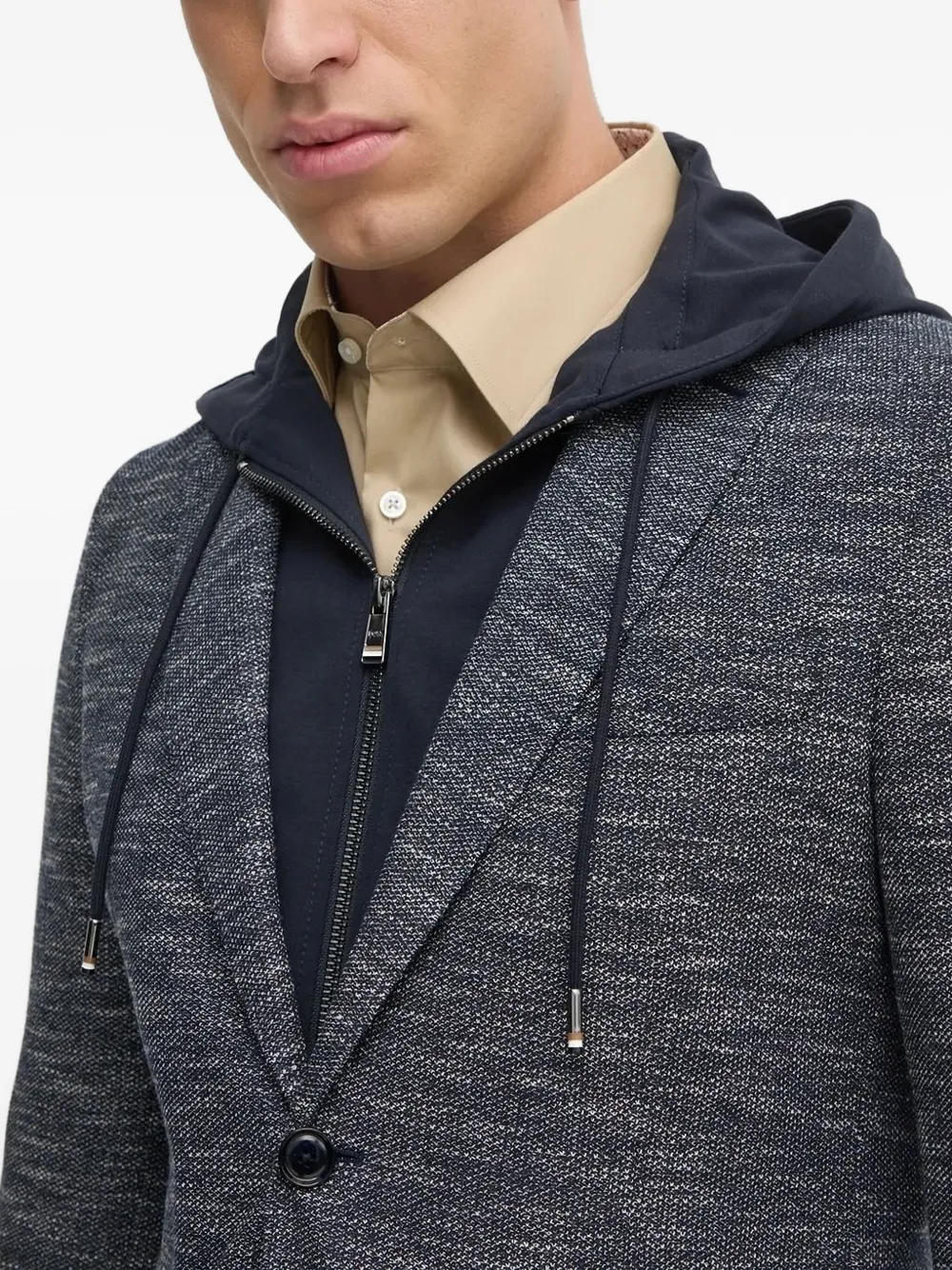 BOSS Blazer met afneembare capuchon Blauw