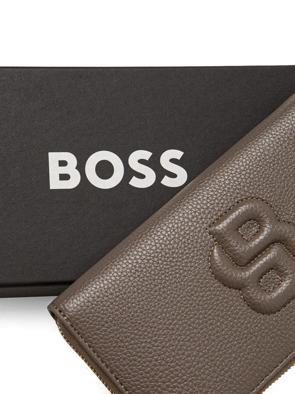 BOSS Portemonnee met logo-reliëf Bruin