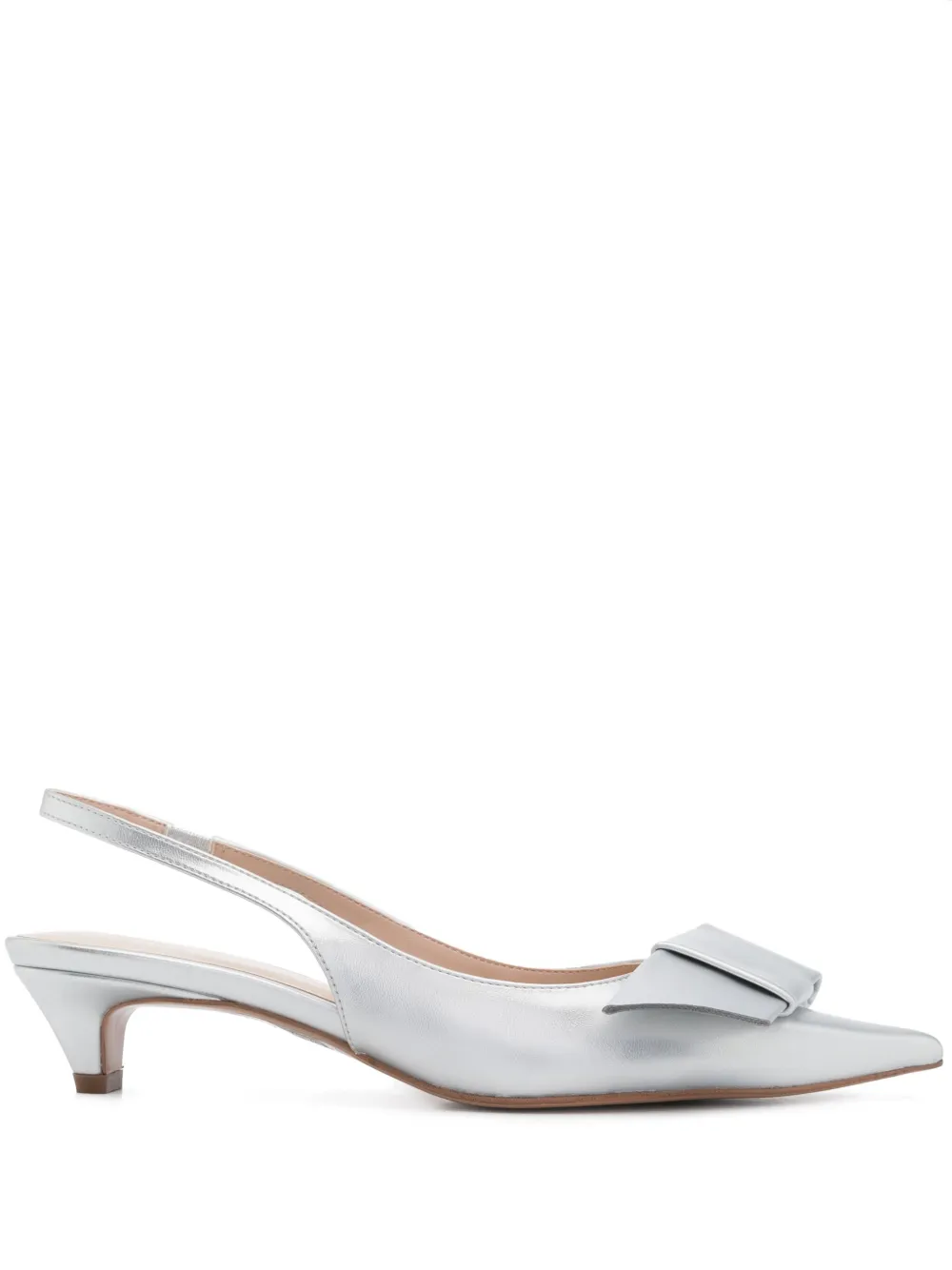 TWINSET 40mm bow-detail slingback pumps Silver