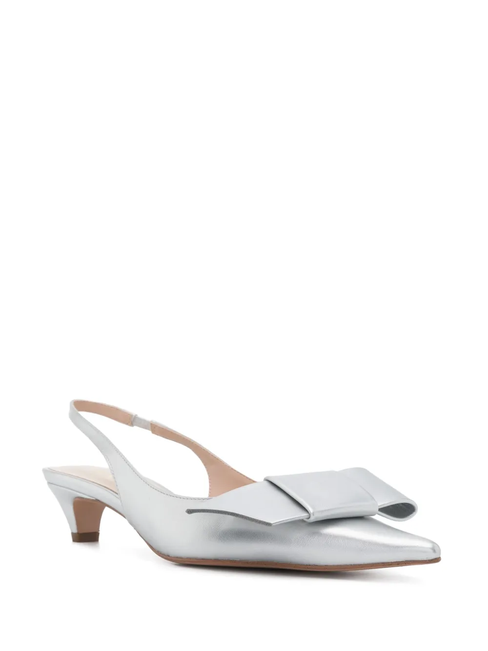 TWINSET 40mm bow-detail slingback pumps Silver