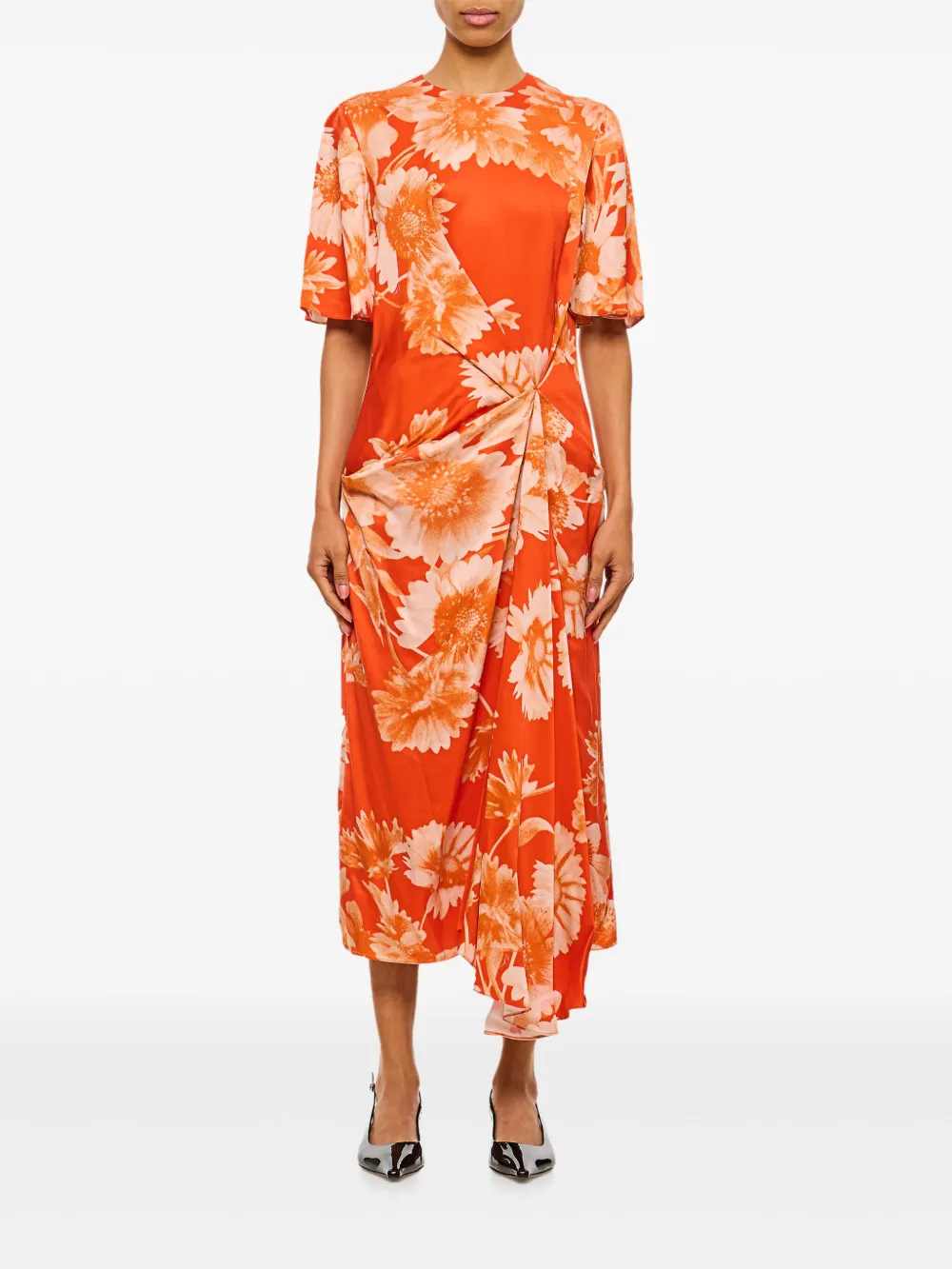 ERDEM Jurk met gesmockt detail Oranje