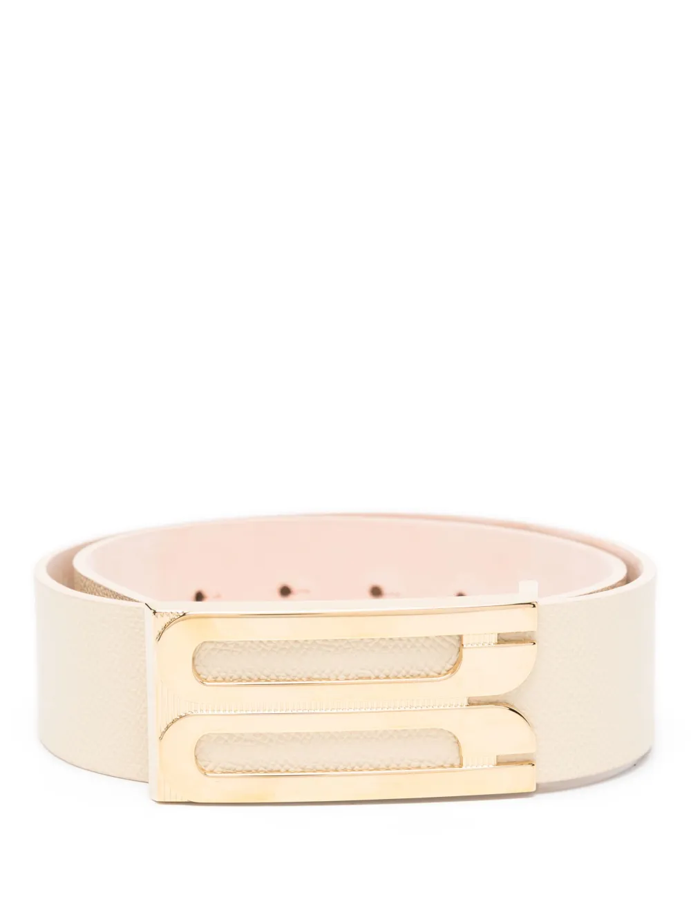 Victoria Beckham Frame Belt Ivory Grained Calfskin Belt In Neutral