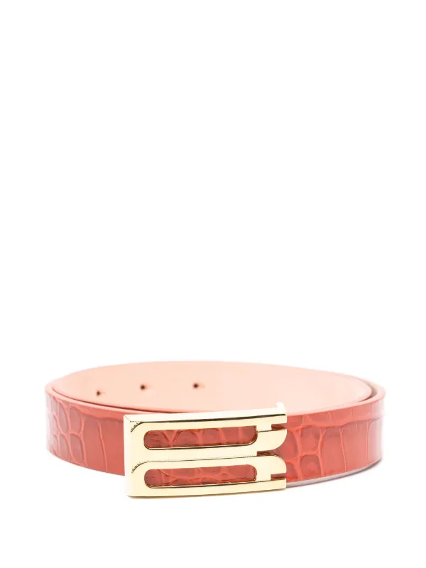 Victoria Beckham Crocodile-embossed Belt in Red