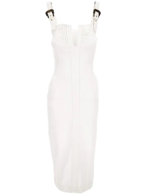 Robe mi-longue à taille ceinturée - Versace Jeans Couture - Modalova