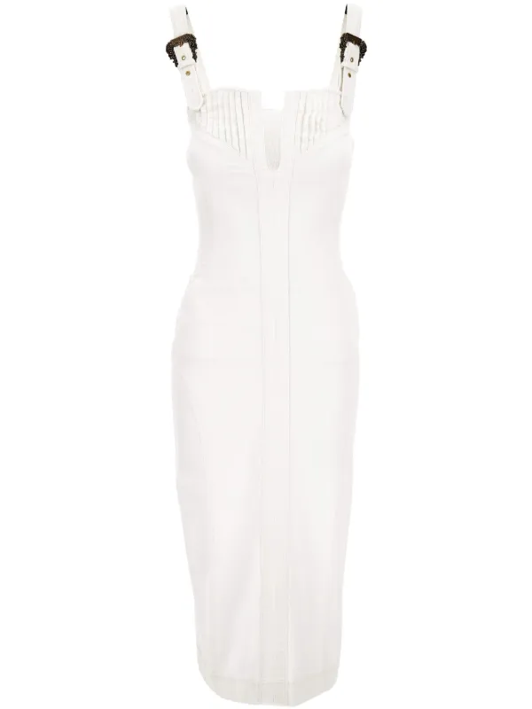 Versace Jeans Couture buckle-detail Dress | White | FARFETCH JO
