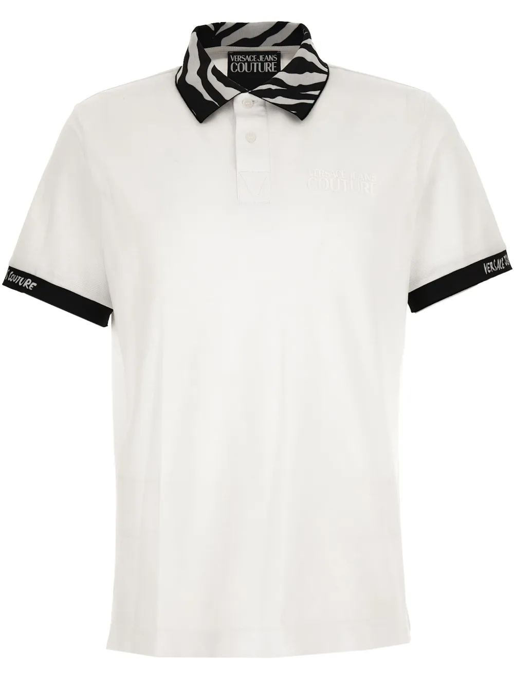 VERSACE JEANS COUTURE PRINTED-COLLAR POLO SHIRT 