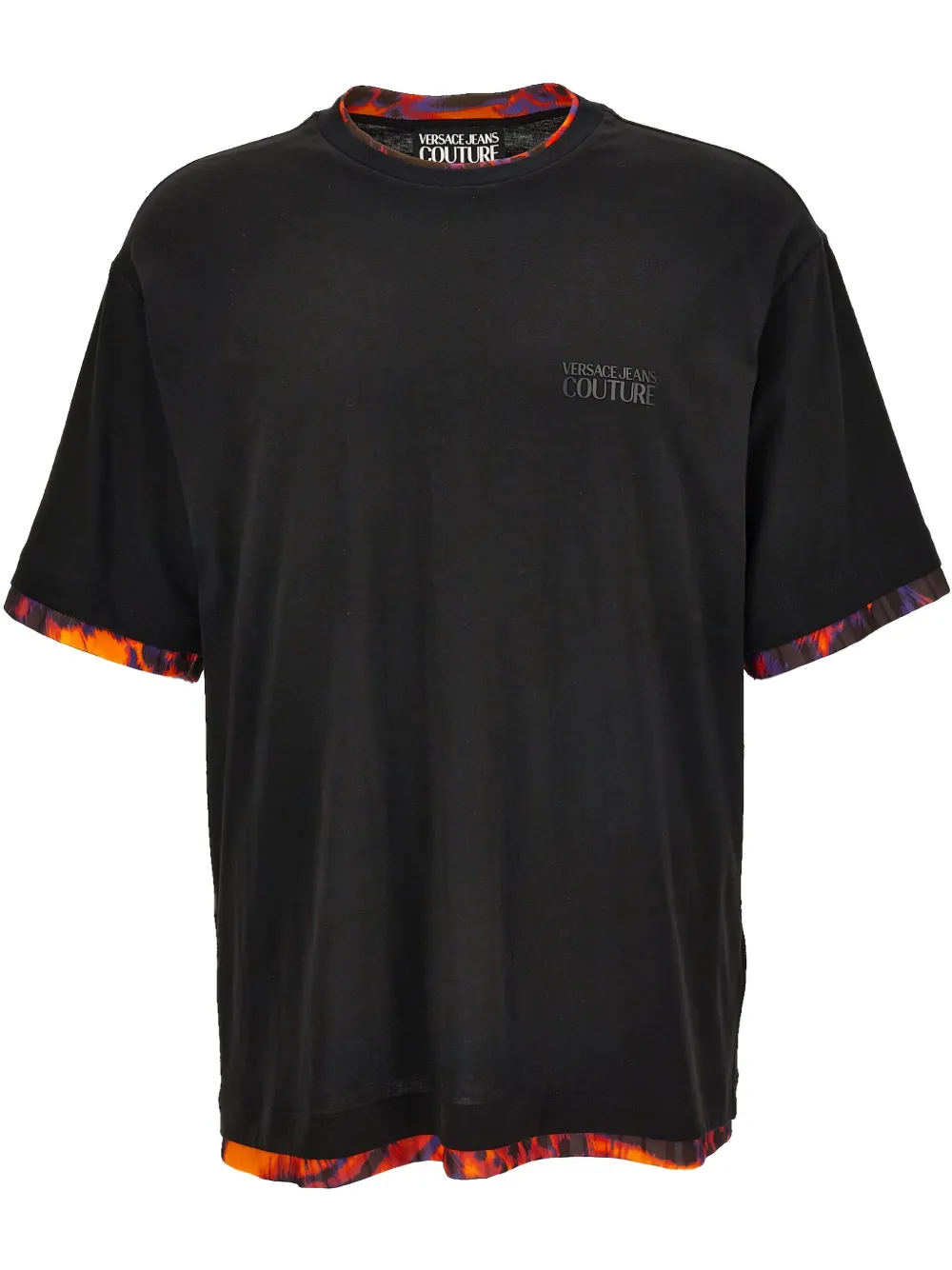 Versace Jeans Couture コントラストトリム Tシャツ - ブラック Versace Jeans Couture コントラストトリム Tシャツ - ブラック
