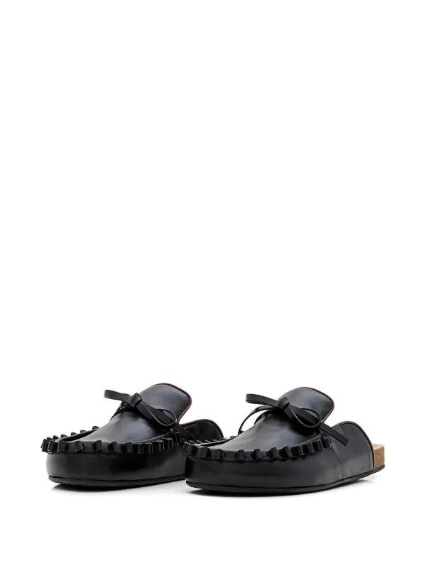 JW Anderson Bow Tie Leather Mules | Black | FARFETCH