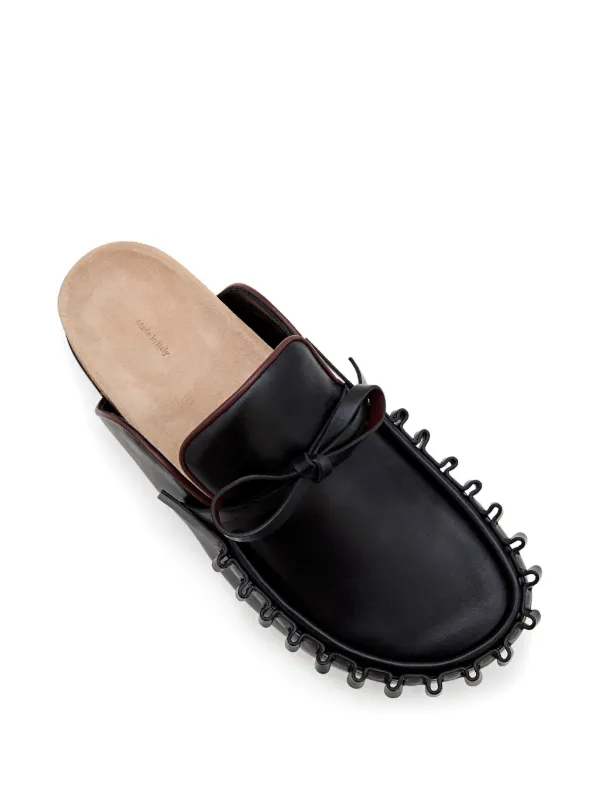 JW Anderson Bow Tie Leather Mules | Black | FARFETCH