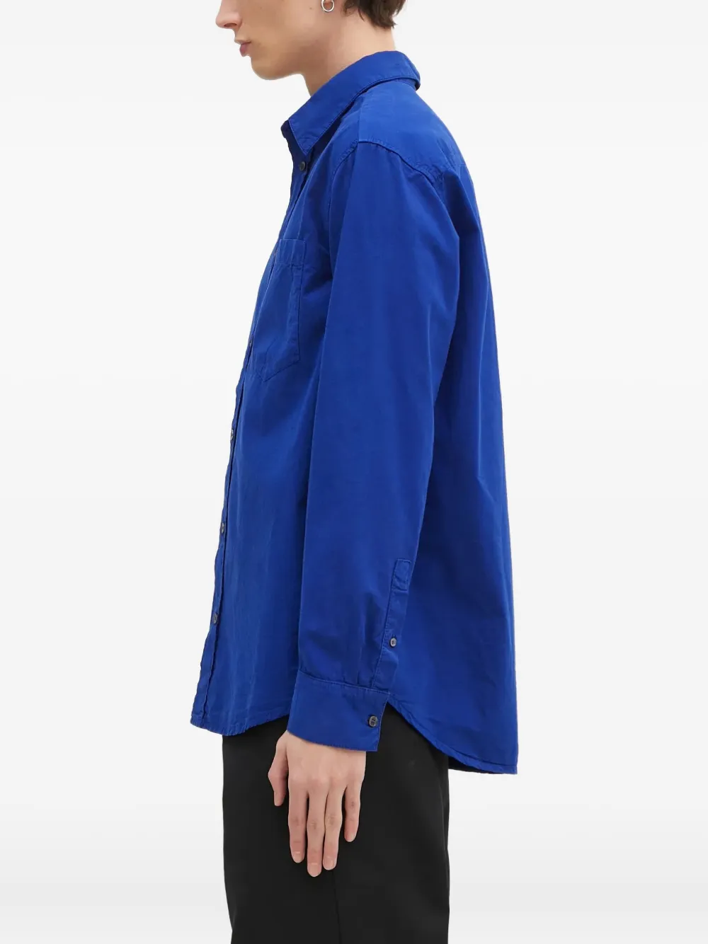 Wood Overhemd met kraag en lange mouwen Blauw